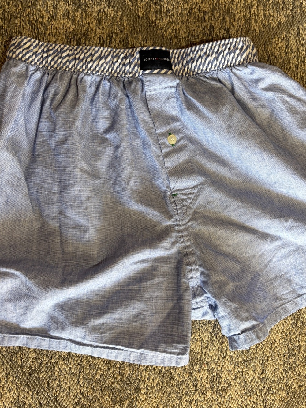 Tommy Hilfiger Light Blue Men’s Cotton Boxer Shorts with Striped Waistband
